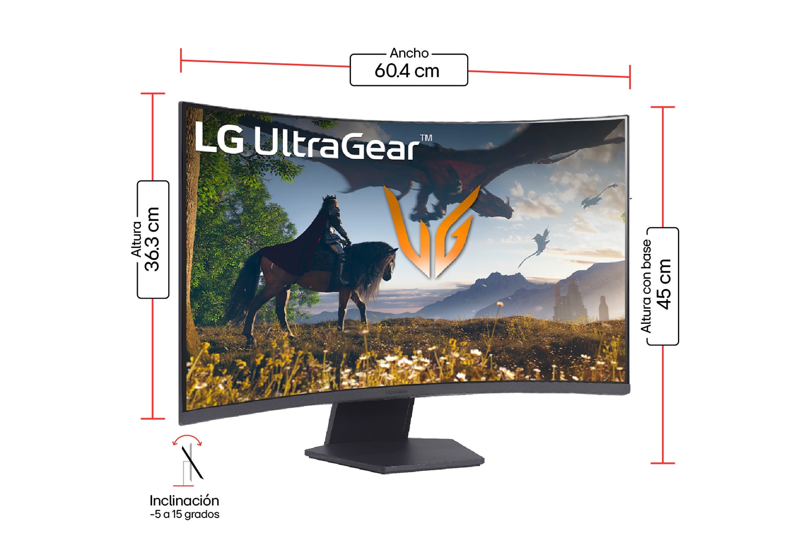 Dimensiones 27" Monitor Curvo Gamer UltraGear™